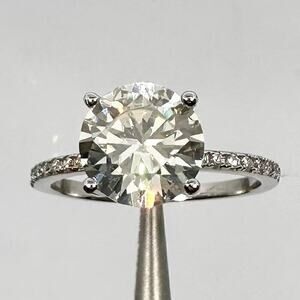 Moissanite Diamond Round Cut Ring Engagement Wedding Ring 4 Prong 925 18K 2 Ct